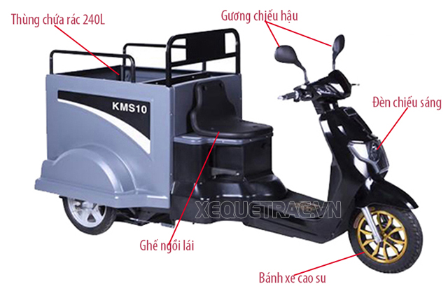 Cấu tạo xe gom rác đường Kumisai KMS-10