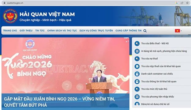 Tra HS code ở cổng thông tin Tổng cục Hải quan